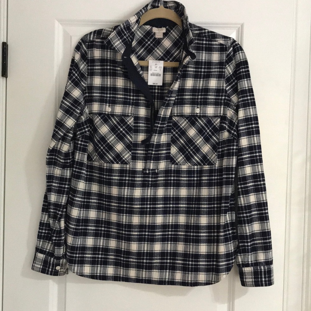Jcrew plaid quarter zip shirt